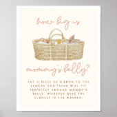 How Big is Mommy's Belly Boho Baby Shower Sign ポスター (正面)