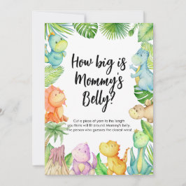How Big Is Mommy's Belly Dinosale Baby Shower Card 招待状