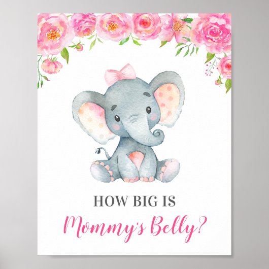 How Big is Mommy's Belly Elephant Baby Shower Game ポスター (正面)