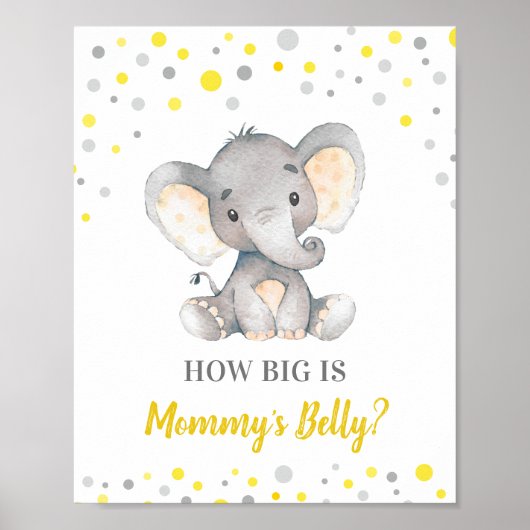 How Big is Mommy's Belly Elephant Baby Shower Game ポスター (正面)