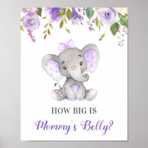 How Big is Mommy's Belly Elephant Baby Shower Game