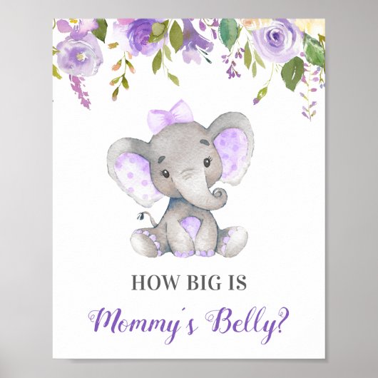 How Big is Mommy's Belly Elephant Baby Shower Game ポスター (正面)