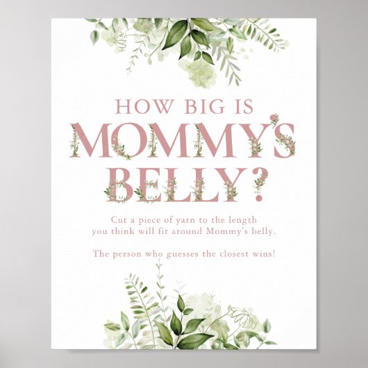 How Big Is Mommy's Belly Pink Baby Shower ポスター (正面)