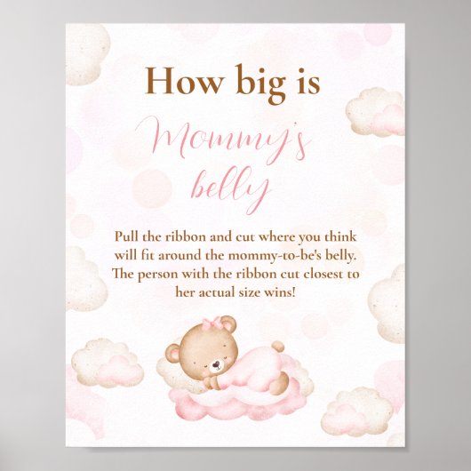 How Big Is Mommy's Belly Pink Baby Shower Game ポスター (正面)