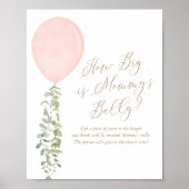 How Big Is Mommy's Belly Pink Balloon Baby Shower ポスター (正面)