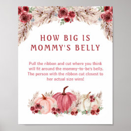 How Big Is Mommy's Belly Pumpkin Baby Shower Game ポスター