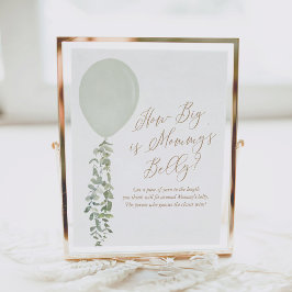How Big Is Mommy's Belly Sage Balloon Baby Shower ポスター
