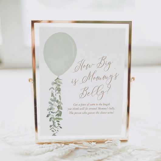 How Big Is Mommy's Belly Sage Balloon Baby Shower ポスター