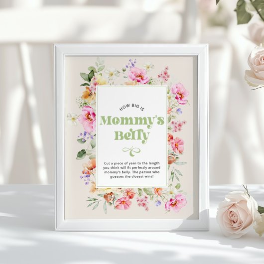 How big is mommys belly Wildflower baby shower ポスター