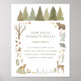 How Big is Mommy's Belly Woodland Baby Shower Game ポスター