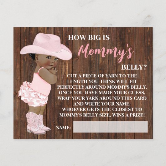 How Big Mommy's Bellyオウム女性のカーボーイシャワーゲームカード チラシ (正面)