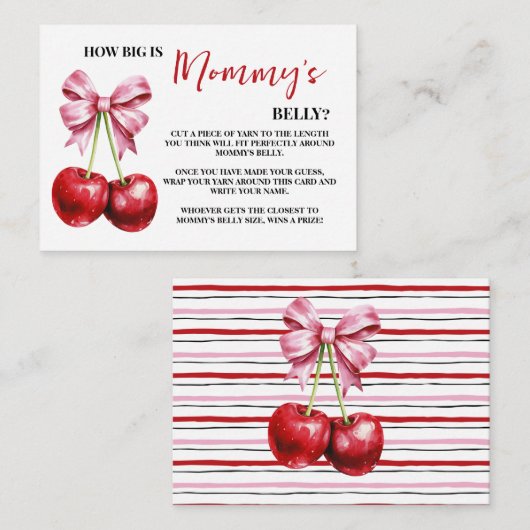 How Big Mom's Bellyさくらんぼベビシャワーゲームカード エンクロージャーカード (正面/裏面)