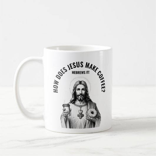 How does Jesus make coffee? Hebrews it コーヒーマグカップ (左)