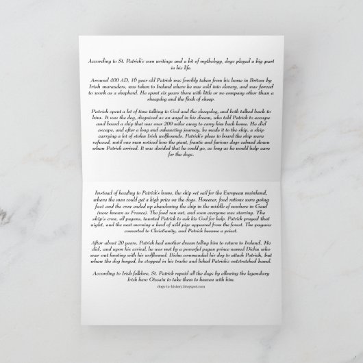 How Dogs インスパイア St. Patrick カード (内部)