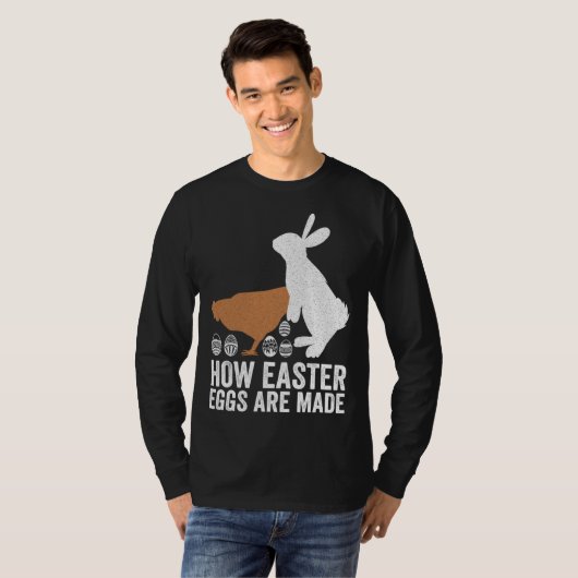 How Easter Eggs Are Made  Chicken Bunny Adult Men  Tシャツ (正面フル)