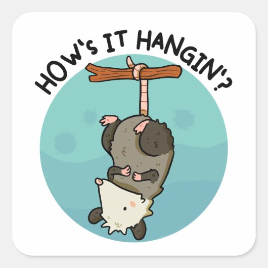 How is Hangin' Possum Pun Sticker スクエアシール (正面)