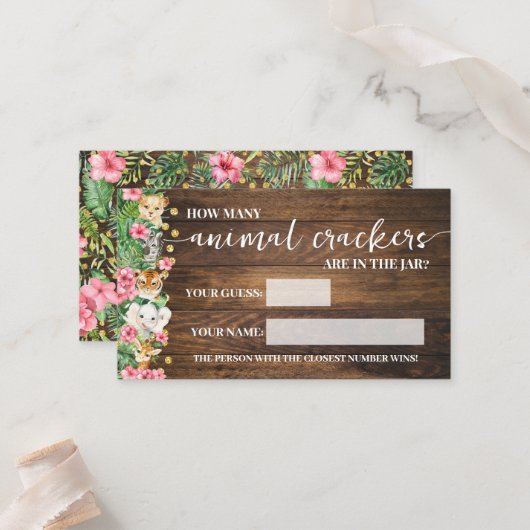 How Many Animal Crackers Pink Safari Game Card プレイスカード (正面/裏面インサイチュ)