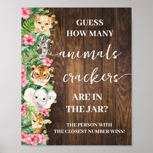 How Many Animal Crackers Pink Safari Shower Game  ポスター (正面)