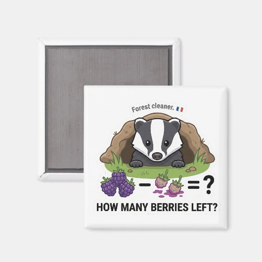 How Many Berries? Badger France Math Subtraction G マグネット (正面/裏面)