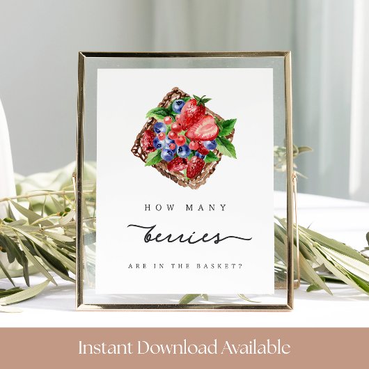 How Many Berries Bridal Shower Guessing Game Sign ポスター