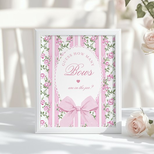 How many Bows Guessing Game Coquette Bow Pink ポスター