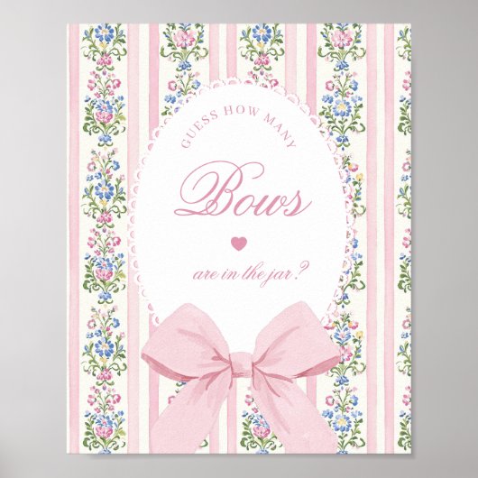 How many Bows Guessing Game Coquette Bow Pink ポスター (正面)