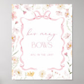 How many Bows Pink Floral Bow Baby Shower game ポスター (正面)