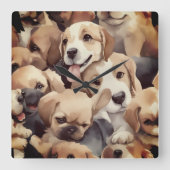 How many brown puppies スクエア壁時計 (正面)