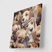 How many brown puppies スクエア壁時計 (傾斜)