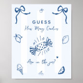 How Many Candies Italian Baby Shower Game Sign ポスター (正面)