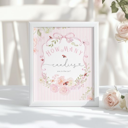 How many candies Love Bug Wildflower Baby Shower ポスター