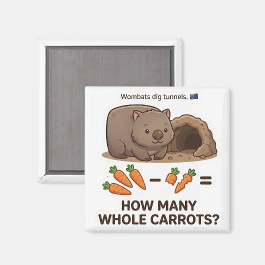 How Many Carrots? Wombat Math Subtraction Game マグネット (正面/裏面)