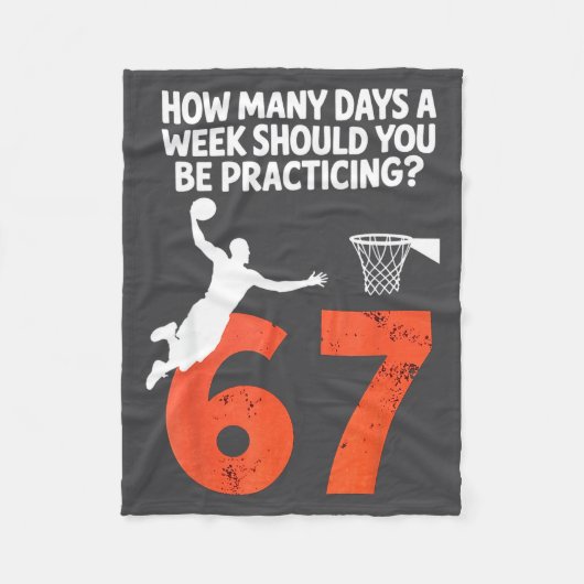 How Many Days Funny 67 Meme Basketball Practicing  フリースブランケット (正面)