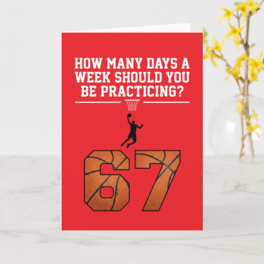How Many Days Funny 67 Meme Basketball Saying カード (黄色い花)