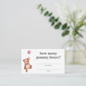 How Many Gummy Bears Girl Teddy Bear Baby Shower エンクロージャーカード (スタンド正面)