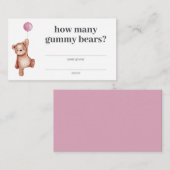 How Many Gummy Bears Girl Teddy Bear Baby Shower エンクロージャーカード (正面/裏面)