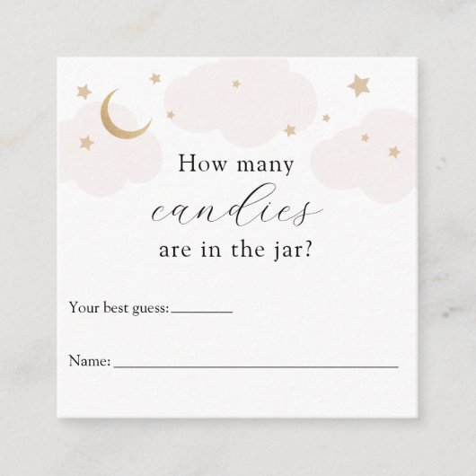 How Many in the Jar Pink Moon Baby Shower Game エンクロージャーカード (正面)