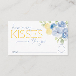How many kisses Blue Lemon Bridal Shower  エンクロージャーカード