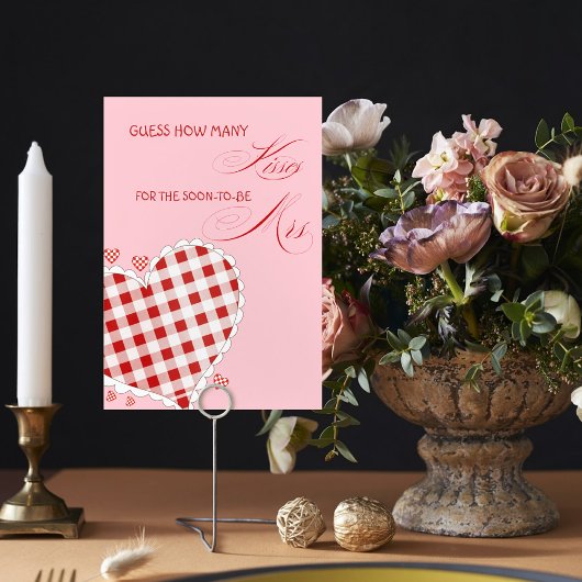 How Many Kisses Bridal Shower Valentine's Game  台座サイン