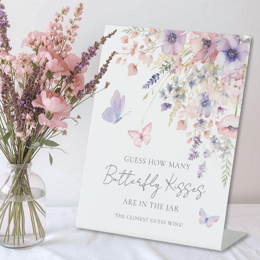 How Many Kisses Butterfly Wildflower Bridal Shower 台座サイン