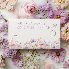 How many kisses Floral Butterfly Bridal Shower  エンクロージャーカード