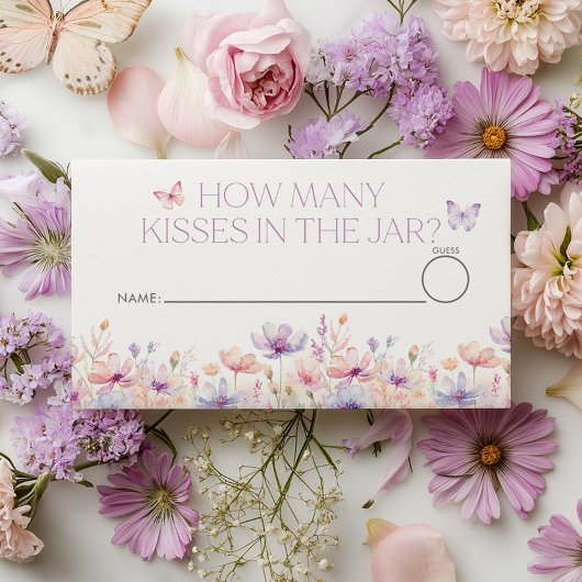How many kisses Floral Butterfly Bridal Shower  エンクロージャーカード