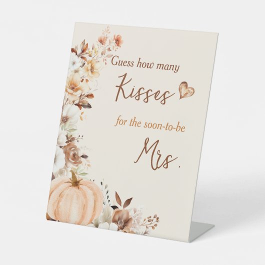 How Many Kisses Game Fall Bridal Shower 台座サイン (正面)