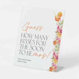 How Many Kisses Sign Bridal Shower Game Spritz 台座サイン