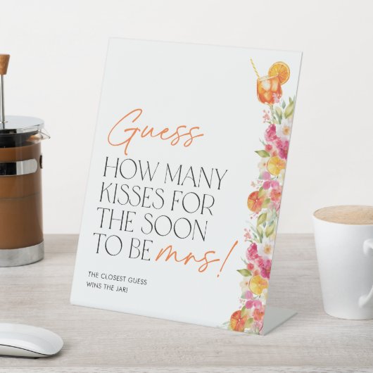 How Many Kisses Sign Bridal Shower Game Spritz 台座サイン (インサイチュ)