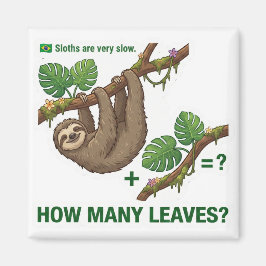 How Many Leaves? Sloth Brazil Math Game マグネット