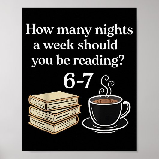How Many Nights 6 7 Meme Funny Reading Book Lovers ポスター (正面)