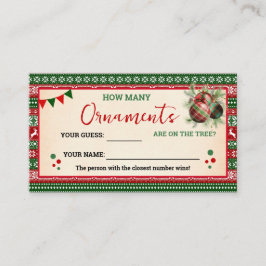 How Many Ornaments Game Ugly Sweater Card プレイスカード
