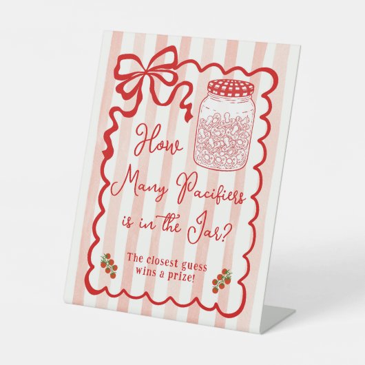 How Many Pacifiers are in the Jar Pedestal Sign 台座サイン (正面)