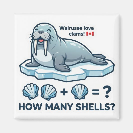 How Many Shells? – Walrus Math Learning Magnet マグネット (正面)
